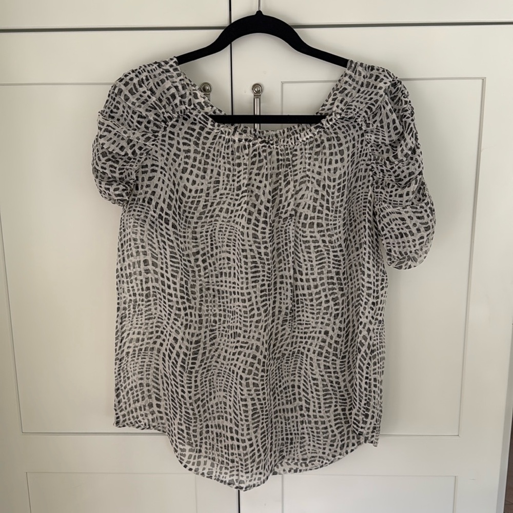 Joie Silk Sheer Top in Black Print